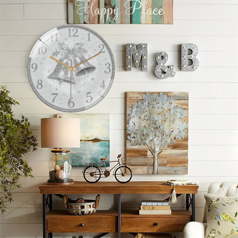 Horloge-chiffres-avec-clochettes - Horloge murale moderne en verre 12 po