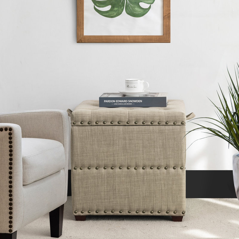 Sierra Upholstered Ottoman, Beige