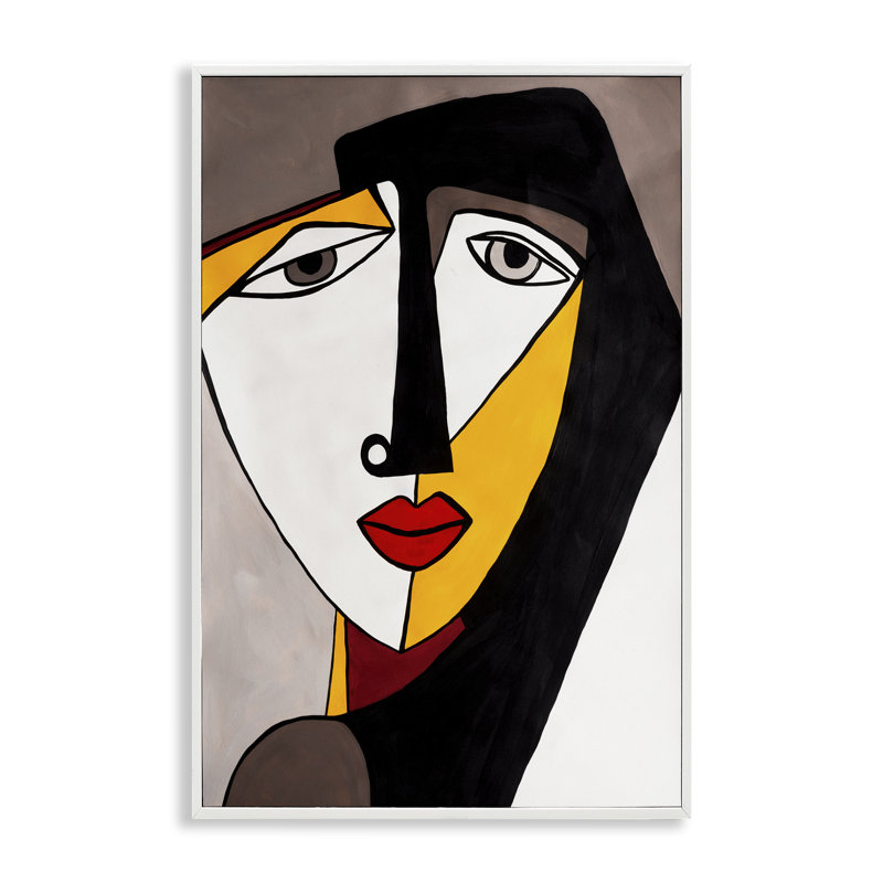  Art cubique «Giclee Face» par Ruth Fromstein, H 18 po x l 12 po, Giclée encadrée blanc bord de mer