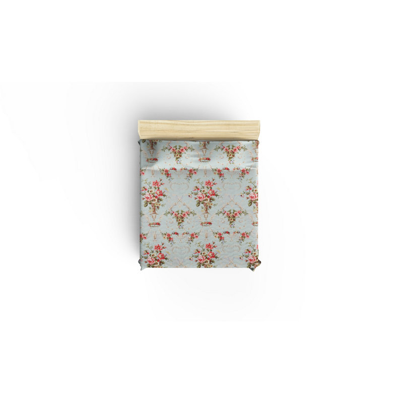 Ensemble de couvre-lit en coton mélangé rose / jaune / vert Manzi, Couvre-lit 79 po x 98 po + 2 taies d'oreiller stan