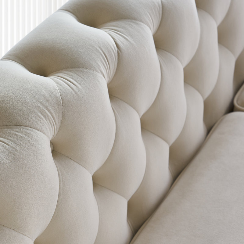 Canapé en velours à accoudoirs évasés de 87,4 po Vallene, Beige