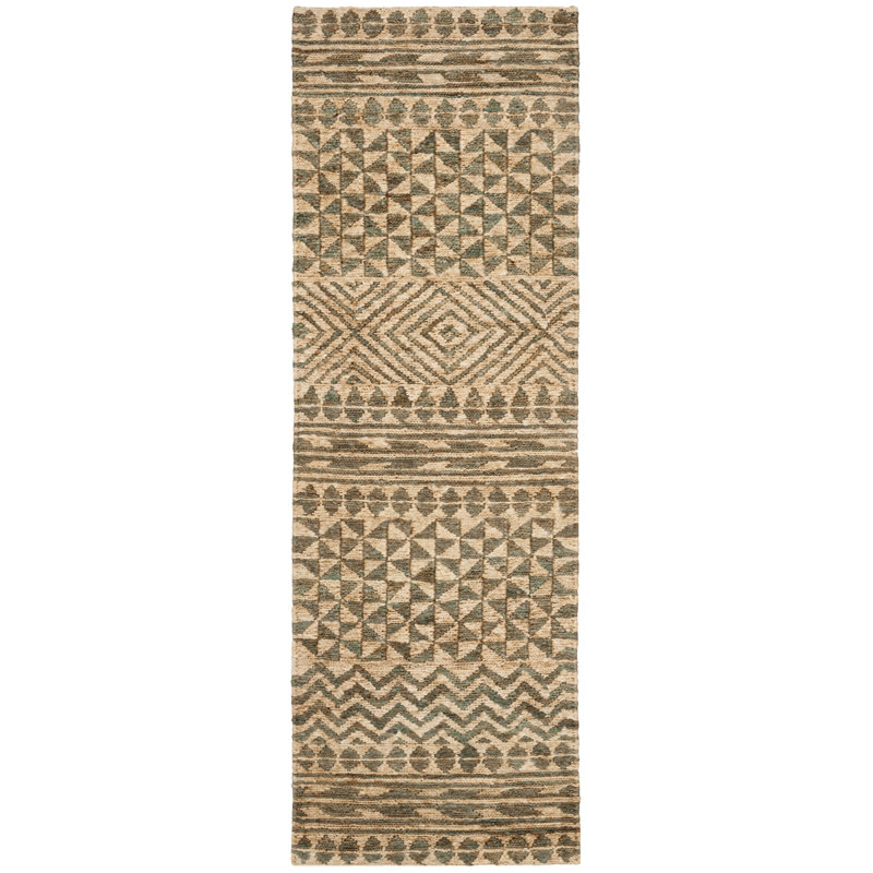 Geometric Hand Woven Jute Geometric Rug, Runner 2'6" x 8'