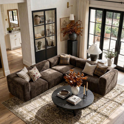 Confesor Chenille Modern L-Shaped Sectional Sofa
