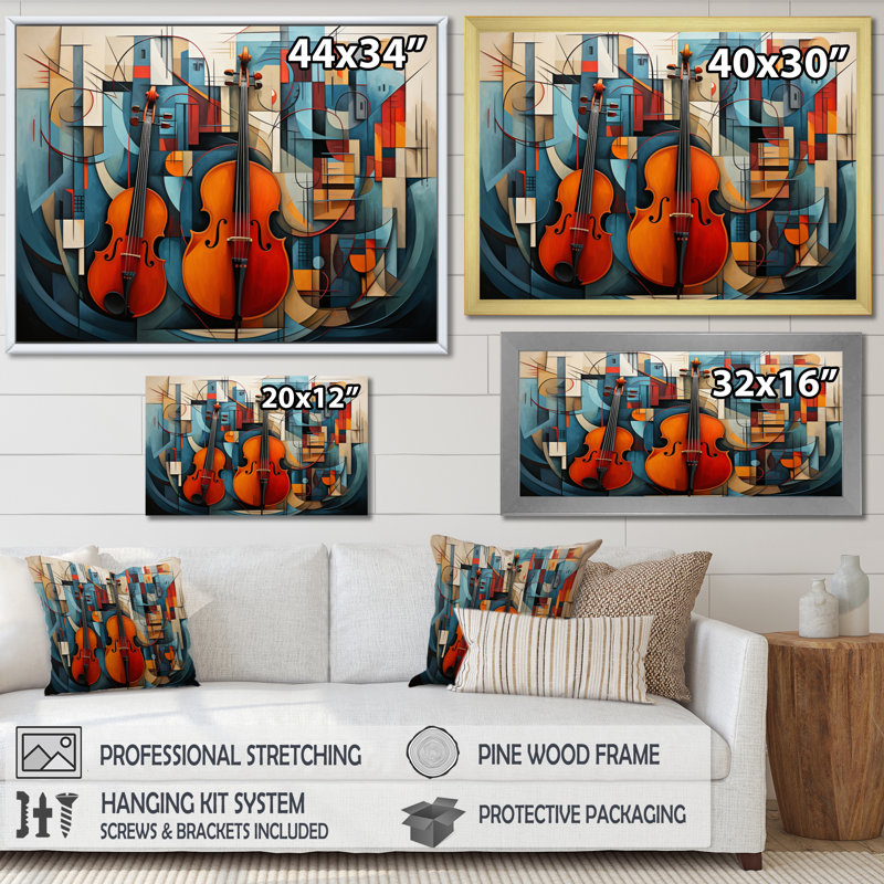 " Cubism Music Forms I ", 16" H x 32" W, Wrapped Canvas