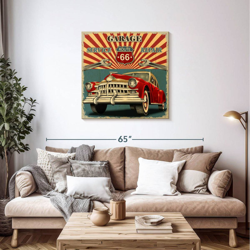 Mehar Route 66 Retro Car, 36" H x 36" W