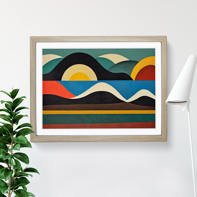 Abstract Landscape Hills - Framed Print, 34cm H x 46cm W x 2cm D, Oak
