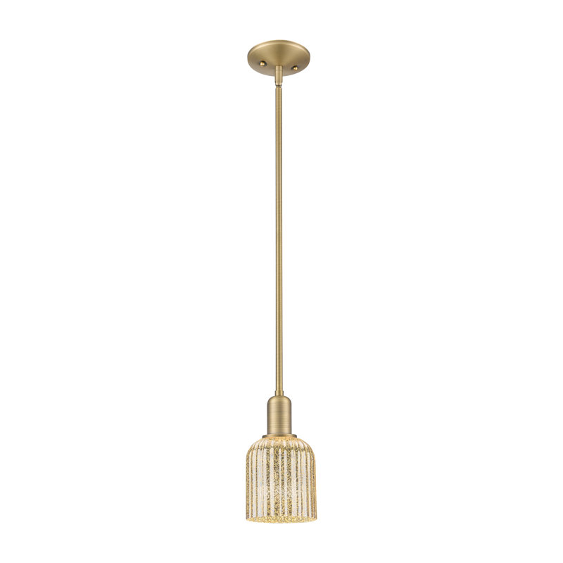 Downtown Urban - Voile de mariée - Mini-luminaire suspendu 1 tige, H 9,63 po x l 5 po x P 5 po, Mercure, Laiton brossé