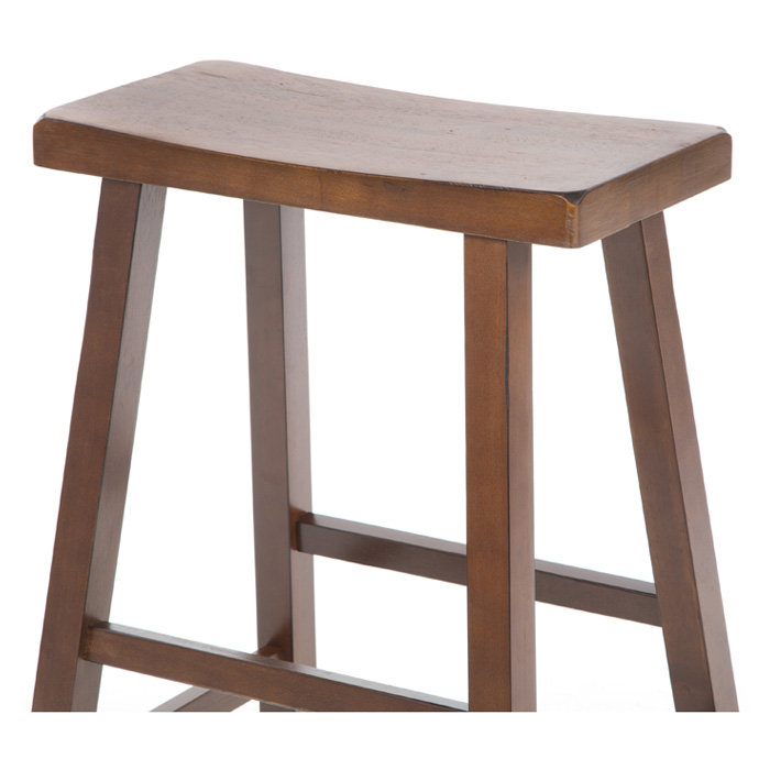 Walnut Saddle Style Backless Wood Counter Stool