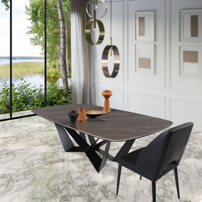 Brevyn Oval Metal Base Dining Table