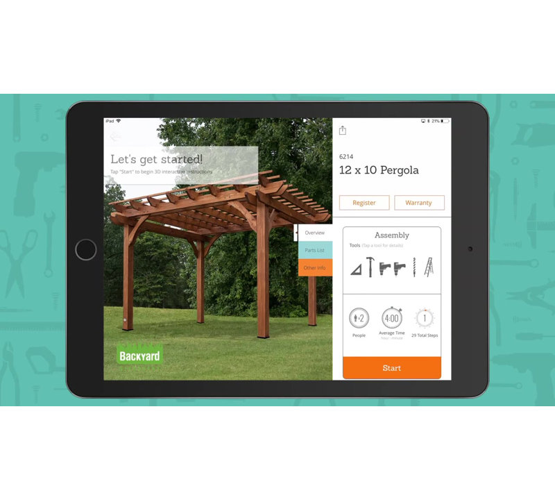Beaumont 12' x 10' Cedar Wood Pergola with Trellis Roof