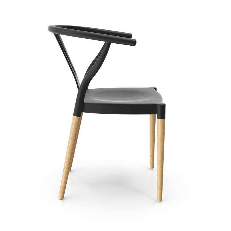 Fauteuil en hêtre 17,5 po Jase, Noir