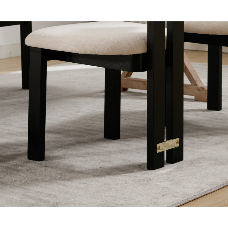 Chaise d'appoint Mahkar, Lin beige, Noir