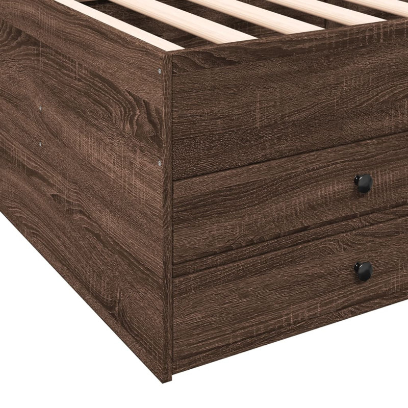 Vidaxl Daybed With Drawers, Brown Oak, European Single (90 x 200cm)