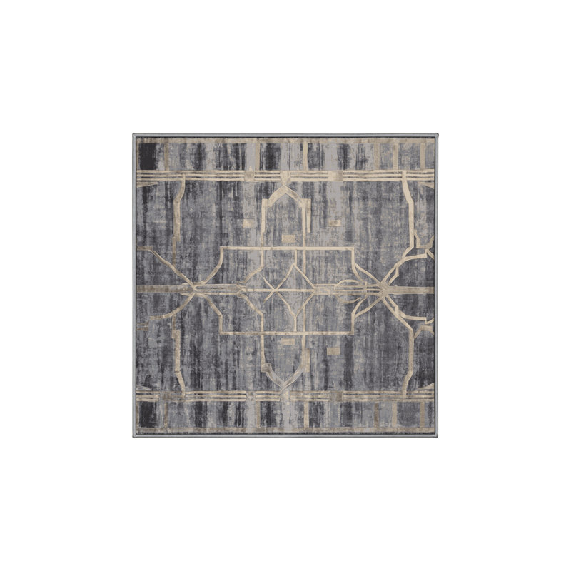 Tapis gris soyeux et moelleux, Carré 4 pi