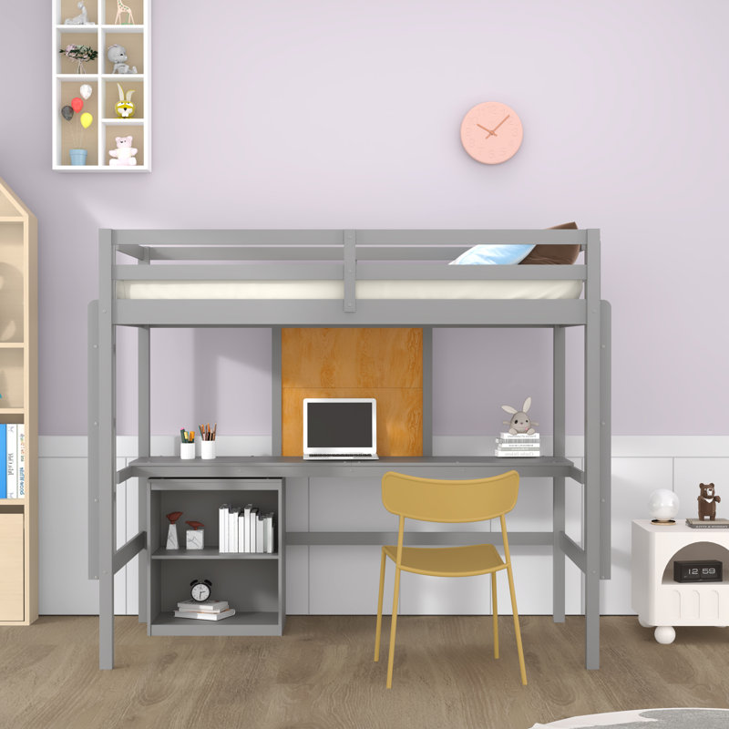 Lit mezzanine simple Idalla Kids, gris