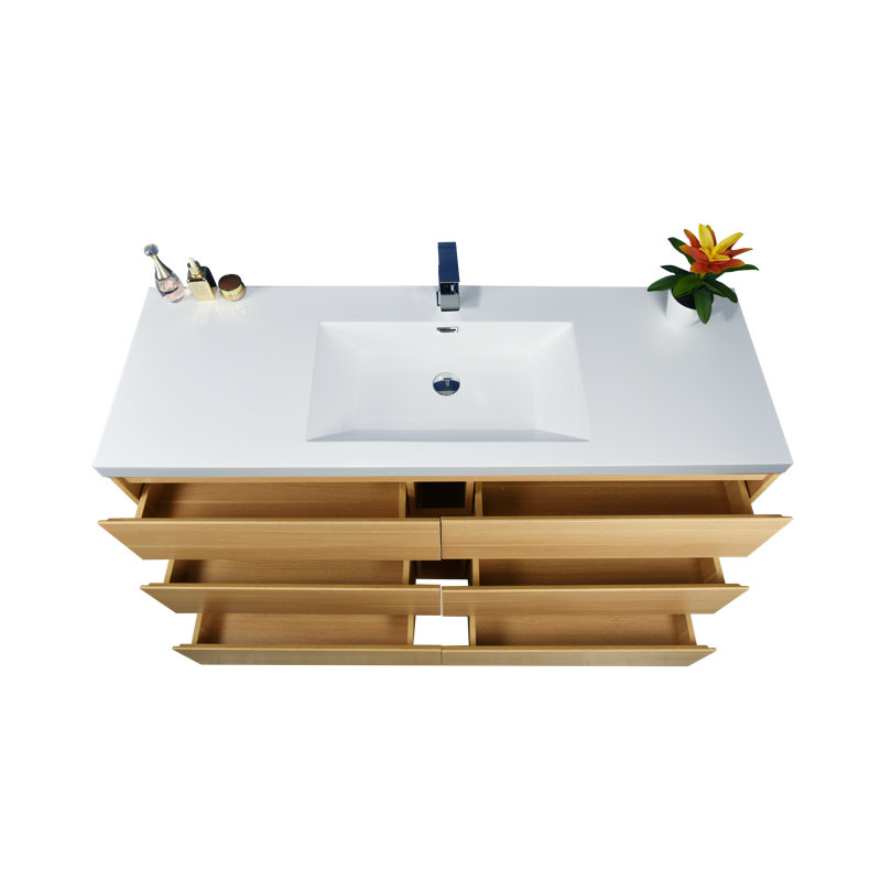 Hargrave 59.05'' Single Bathroom Vanity with Plastic Top, Coburg Oak