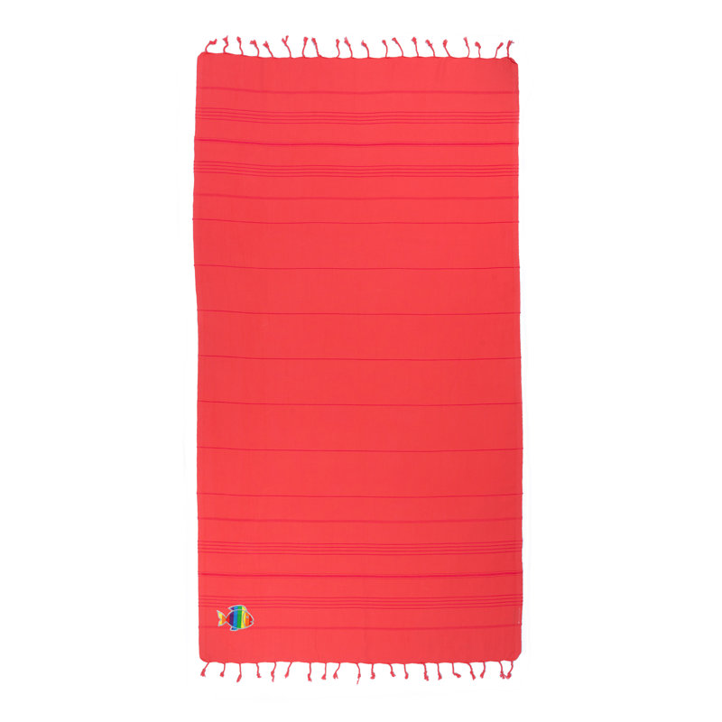 Summer Fun Turkish Cotton Beach Towel, Coral