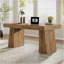 Bureau de direction moderne 55,12 po en bois brun clair avec double caisson pour bureau, salle à manger