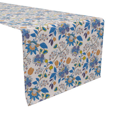 Rectangular Floral Cotton Twill Table Runner