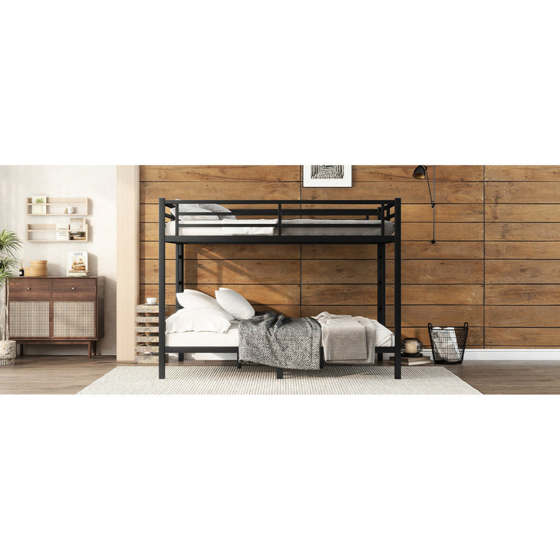 Lit superposé en métal surélevé - matériau durable, lit facile à nettoyer sans sommier, peu encombrant