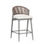 Ensemble de 2 tabourets de comptoir avec cadre en métal et rotin PE, ensemble de 2, gris mat