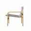 Fauteuil d'appoint en tissu de lin gris avec accoudoirs larges de style Mid-Century-944158650