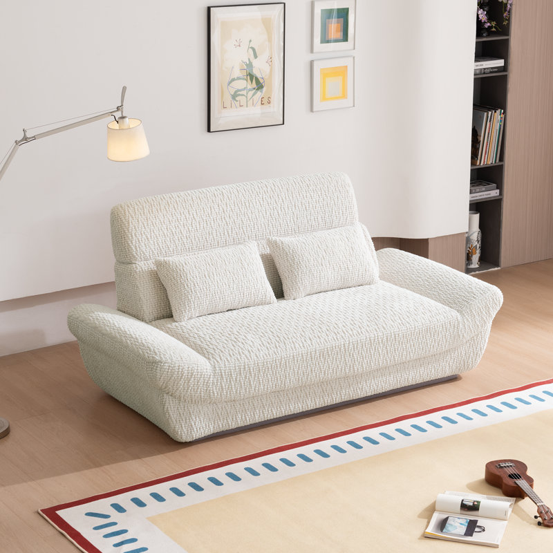 Boneless 79.5'' Ergonomic Compressed Corduroy Sofa – Extensible Headrests, Assembly Free, Space-smart For Any Room, White