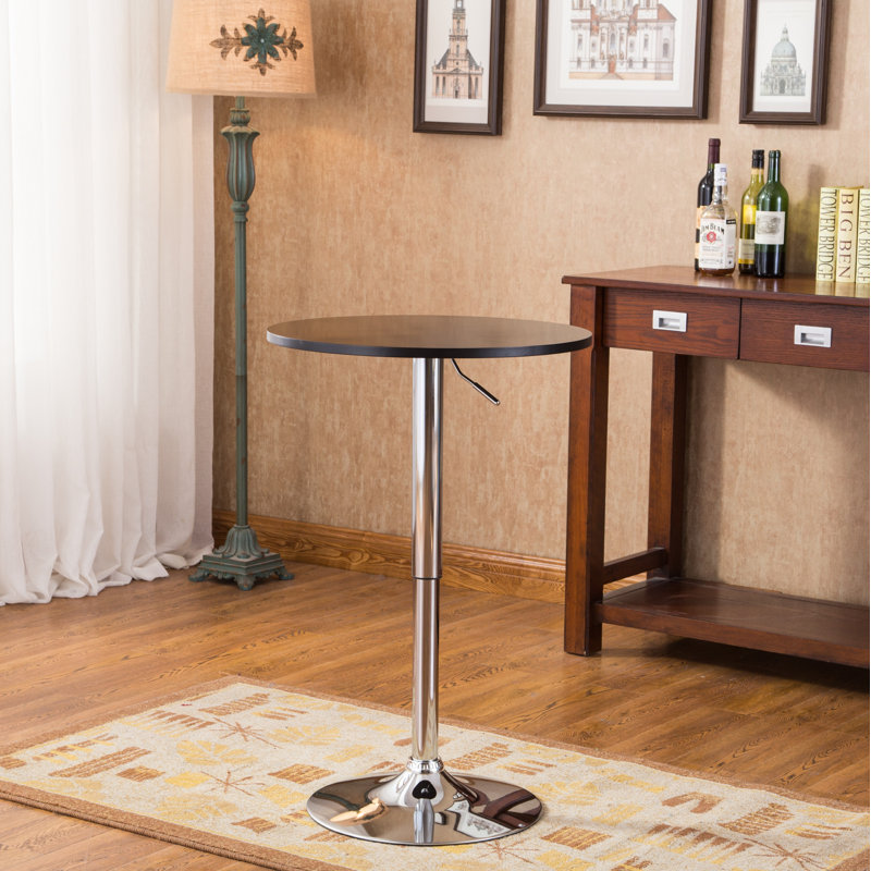 Table haute réglable Coveney, Noir, Chrome chrome