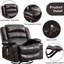 39,76 po W Fauteuil inclinable en cuir avec bascule, télécommande, capitonné et rangement-1820789286