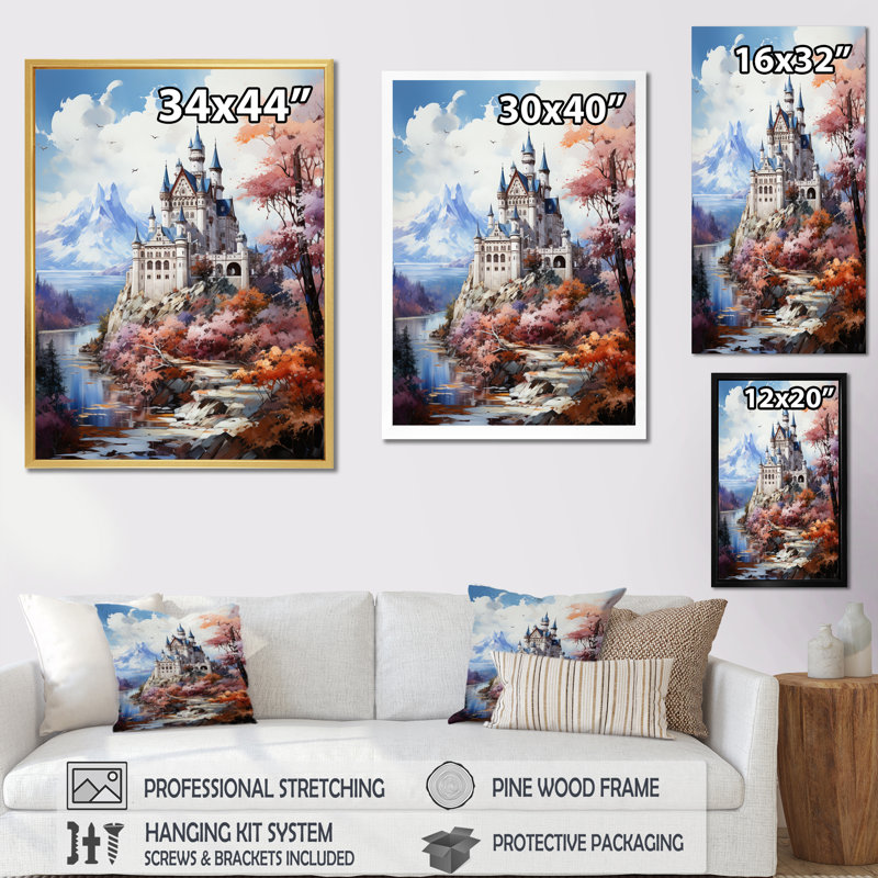 Décoration murale Swyback, château de Neuschwanstein - Allemagne, H 40 po x l 30 po x P 1,5 po, Cadre photo noir