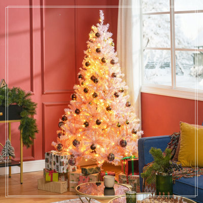 Arbre de Noël 6 pi de hauteur avec branches réalistes, 250 lumières DEL blanc chaud et 1000 pointes