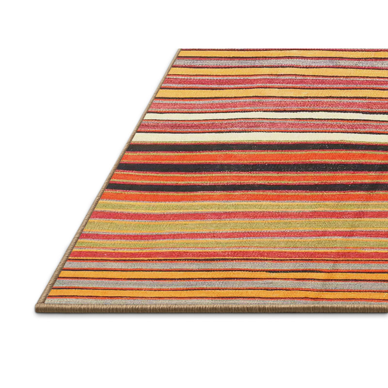Tapis de zone orange/brun contemporain, Rectangle 5 pi x 7 pi