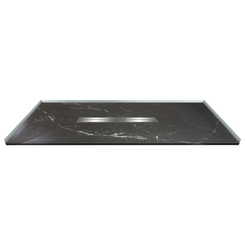 Base de douche avec seuil central 60 po x 36 po Transolor Trimslate Plus, Noir Sterling