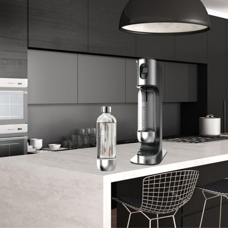 Drinkpod Stainless Steel Sparkling Water Machine Premium Carbonated Water Maker Includes 3 Bottles