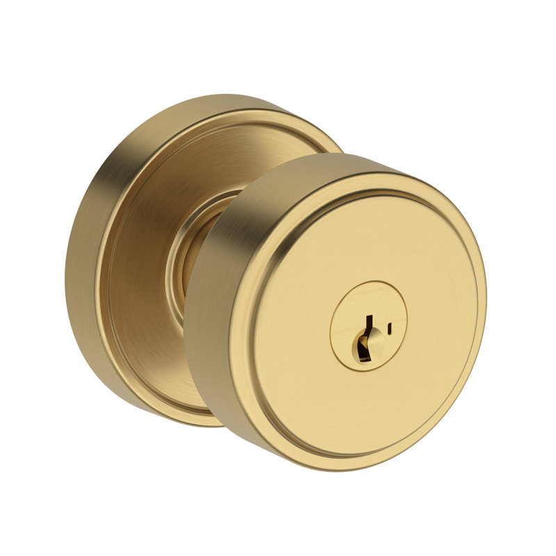 Vashon Keyed Entry Knob with Recessed Round Rose in Satin Nickel, Satin Brass