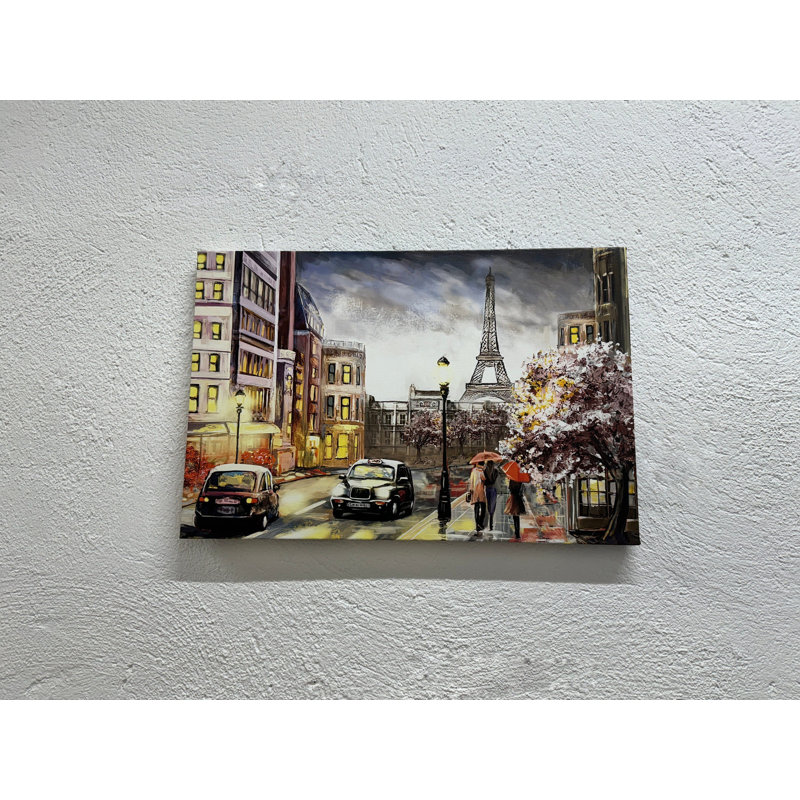 Toile imprimée: Élégante tour Eiffel, scène de rue, œuvre d'art 1P, 31,5 po H x 43,3 po l
