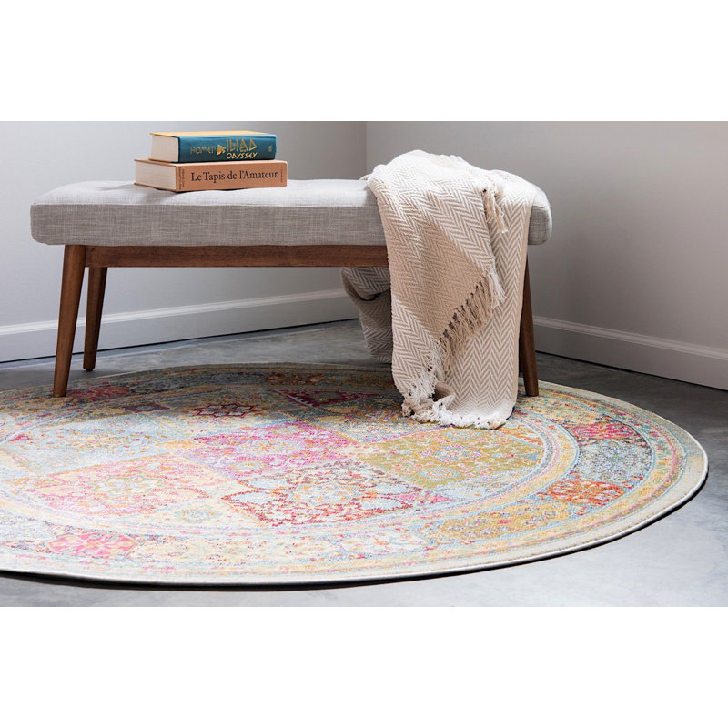 Folmar Geometric Indoor Rug, Round 5'5"