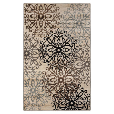 Daisetta Contemporary Floral Medallion Polypropylene Indoor Area Rug