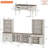 Living Room Table Set Farmhouse Style Desk And TV Stand Combo Set, 75" TV Entertainment Center With Bookshelves,Writing Desk For Home Office And Living Room, Rustic White-833484743