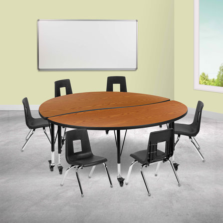 Goddard 47.5" Circle Wave Flexible Laminate Activity Table Set with 14" Student Stack Chairs
