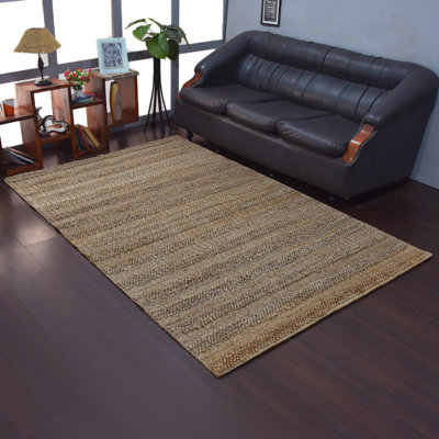 Harlingen Hand Woven Jute Eco-Friendly Solid Area Rugs - 6' x 7', Light Brown Color, Contemporary Modern Design, Low Pile, Natural Fiber, Outdoor Indoor Handmade Area Rugs for Living Room, Bed Room