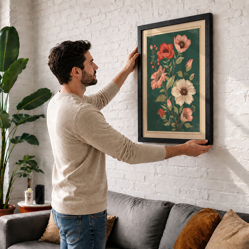 Flowering Botanicals Botanical - Framed Print, A2 - 59.4 x 42.0 cm, White