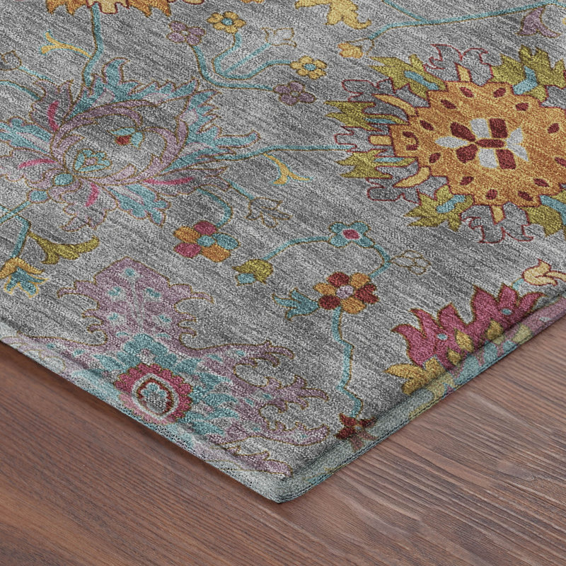 Tapis damassé de qualité supérieure Mayfield AMF2288, Gris, 5 pi x 7 pi 6 po