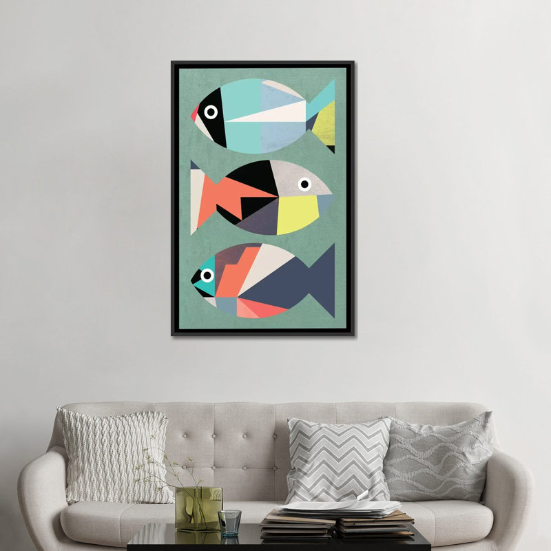 «Little Fish», impression sur toile, Toile avec cadre noir, H 48 po x l 32 po x P 1,5 po, Pas de tapis