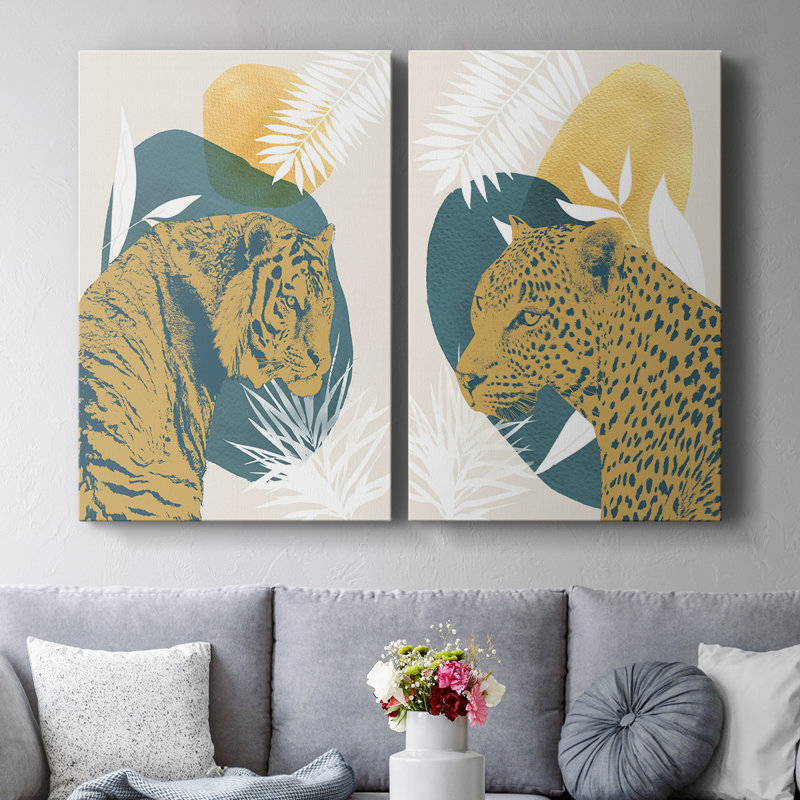 «Jungle Cat I» - Toile tendue avec châssis de qualité supérieure - Prêt à être accroché, H 18 po x l 24 po