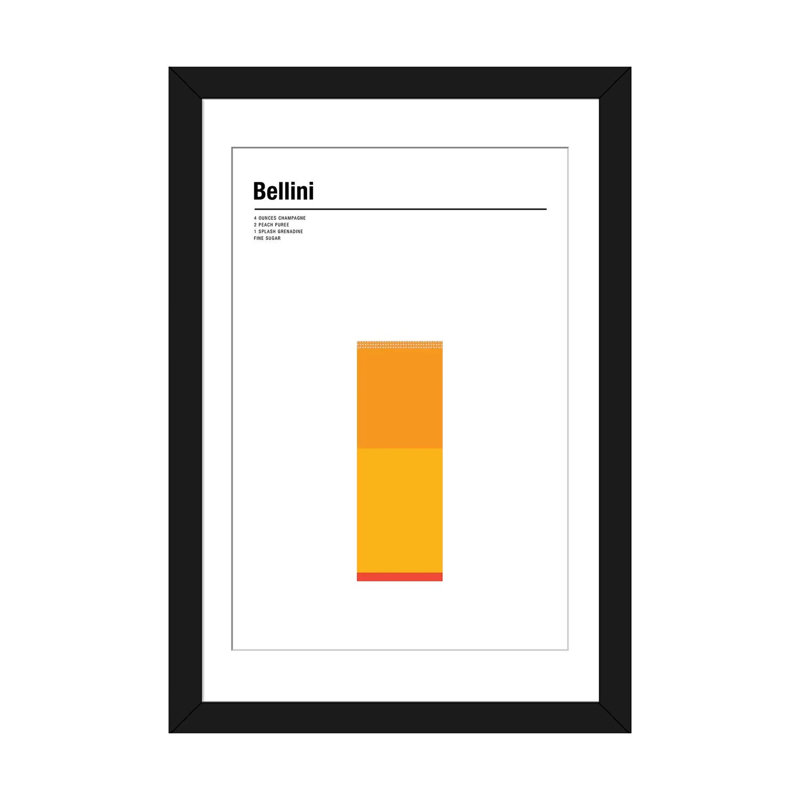 « bellini », impression sur toile, H 24 po x l 16 po x P 1 po, Papier d'art encadré noir, Blanc