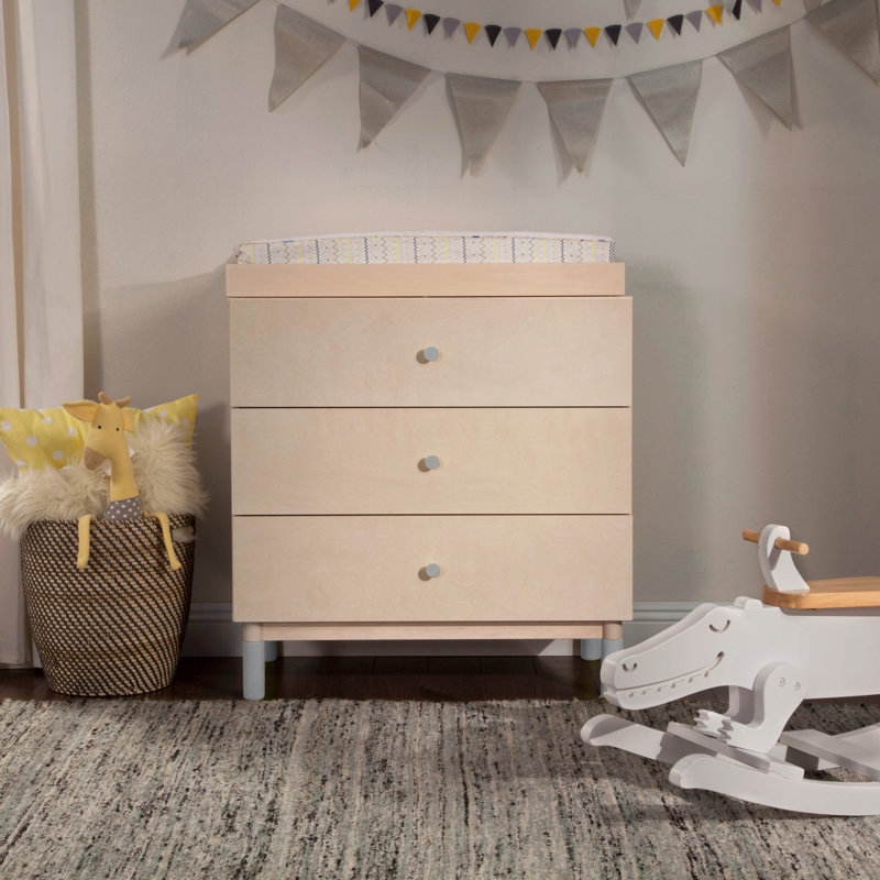 Gray Pine Nursery Crib and Dresser Feet Set