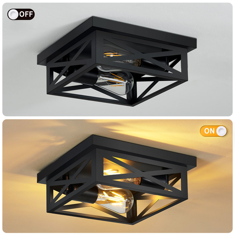 Lot de 2 plafonniers carrés encastrés à 2 lumières