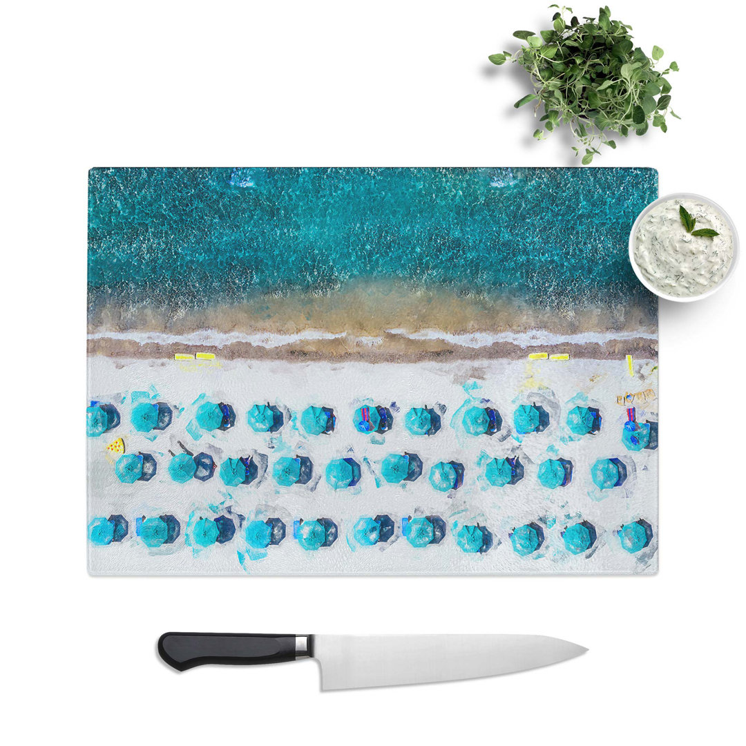 Tempered Glass on the Beach Chopping Board