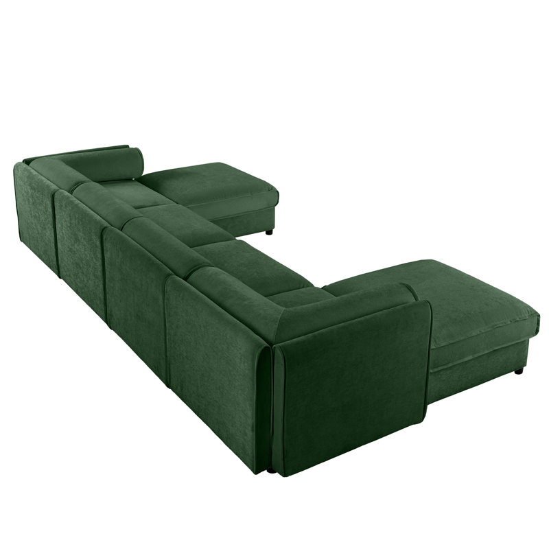 Canapé modulaire en U avec rangement, chenille souple, assise profonde, éléments cylindriques ergonomiques, compartiments de rangement personnalisables, espace
